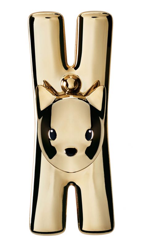 Goldene MMI32 Lampo Klammer von Alessi mit Katzenmotiv, ein exklusives Einzelstück.